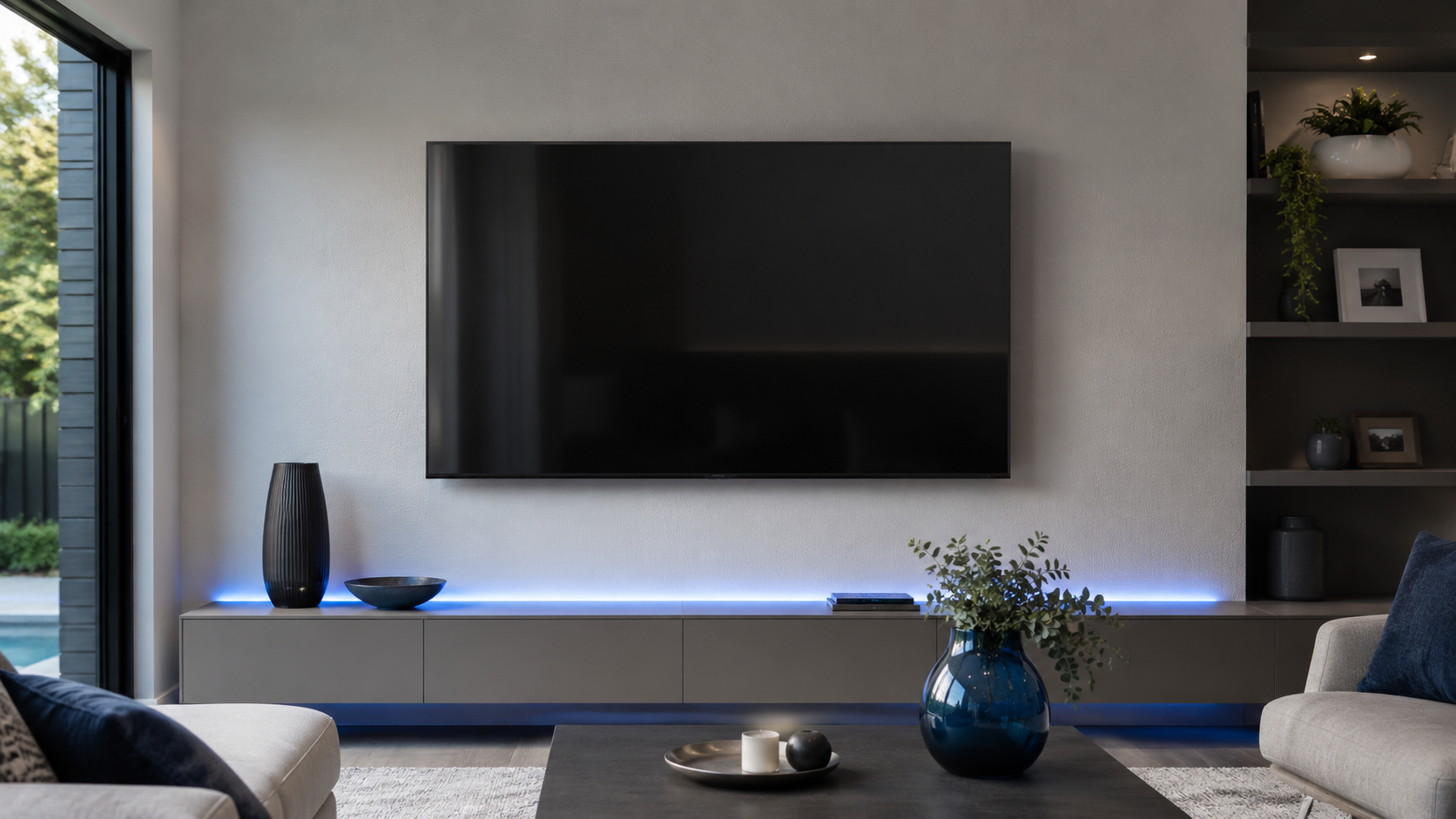 Wall mounted TV in a modern Tamworth living room